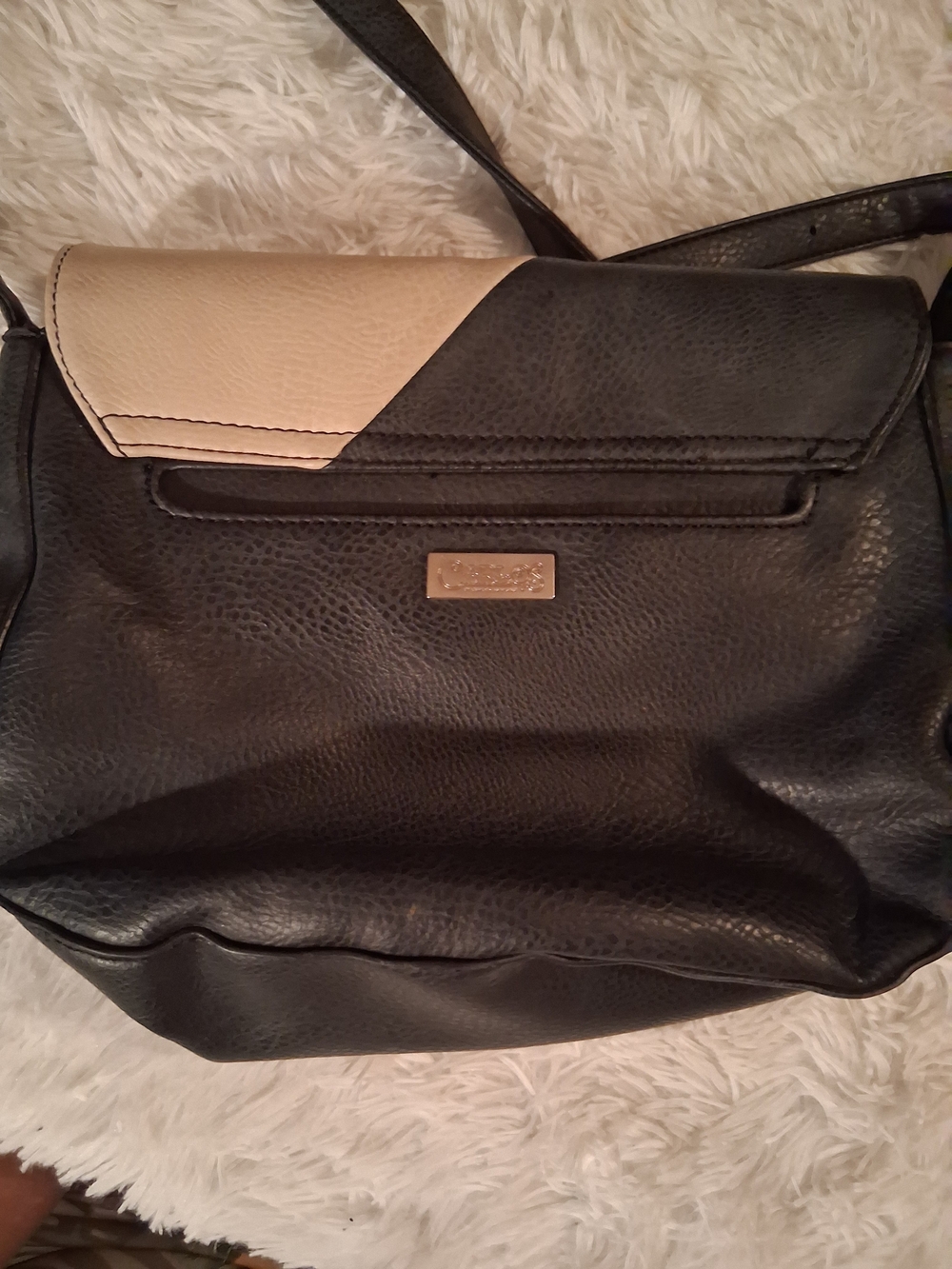 Carlos Santana Black and Cream Two-Tone Crossbody Bag